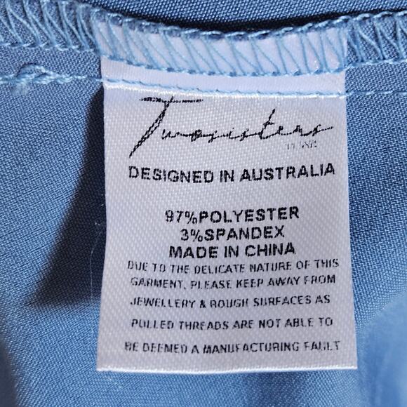 Two Sisters‎ The Label Blue Floral Dress Swiss Dot Slit Midi Length Size US 4 - Picture 5 of 7